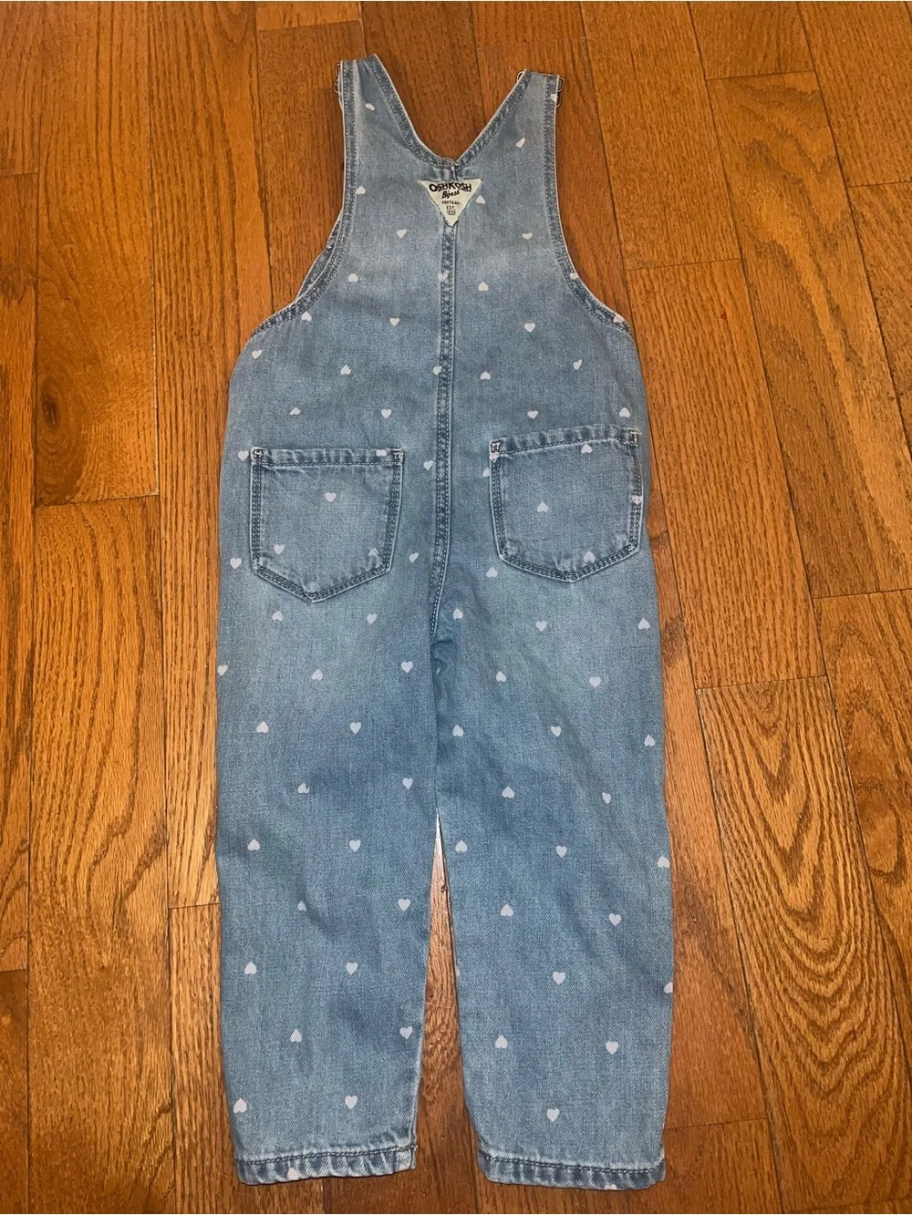 OshKosh B'gosh Toddler Girls Denim Overalls Size 2T Hearts